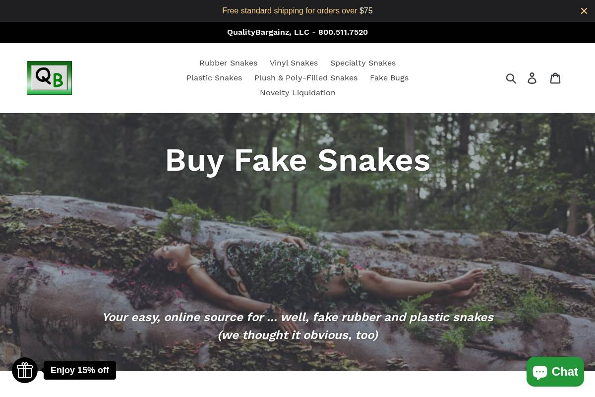buyfakesnakes.com homepage screenshot
