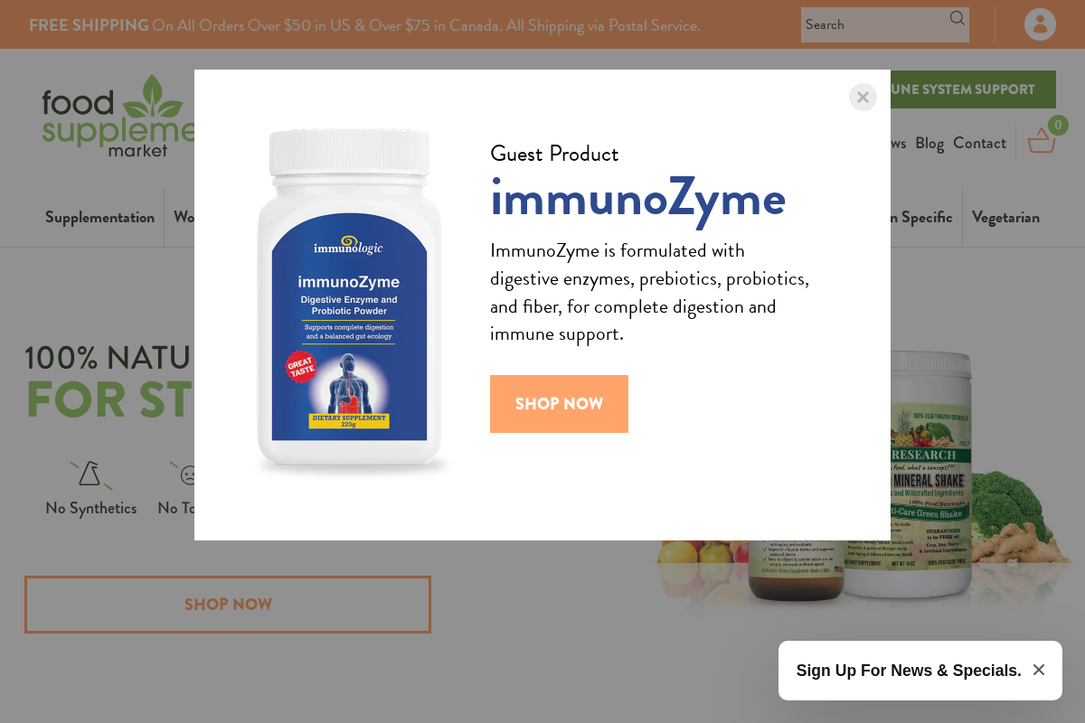 Food Supplements Market homepage screenshot