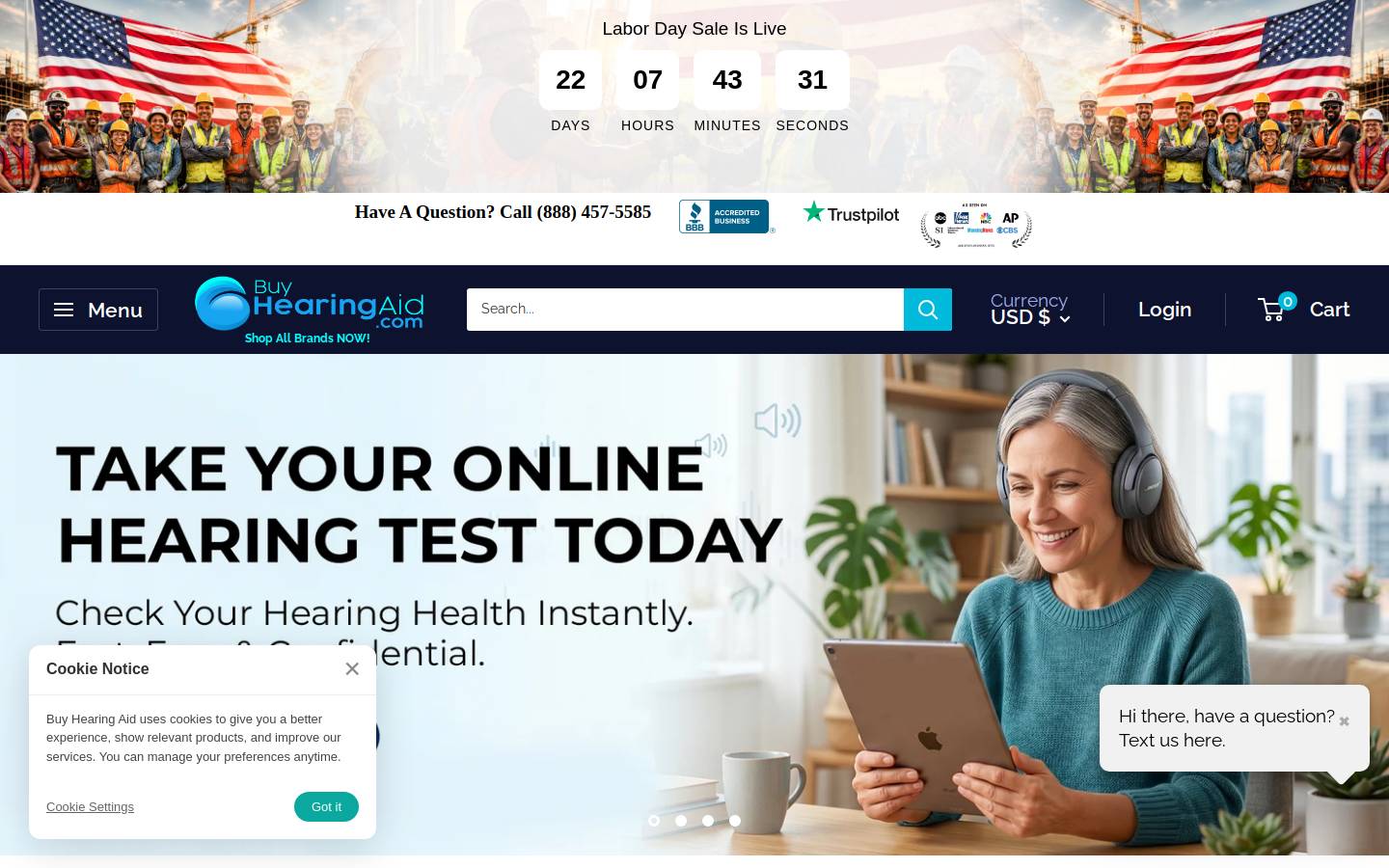 Buyhearingaid homepage screenshot