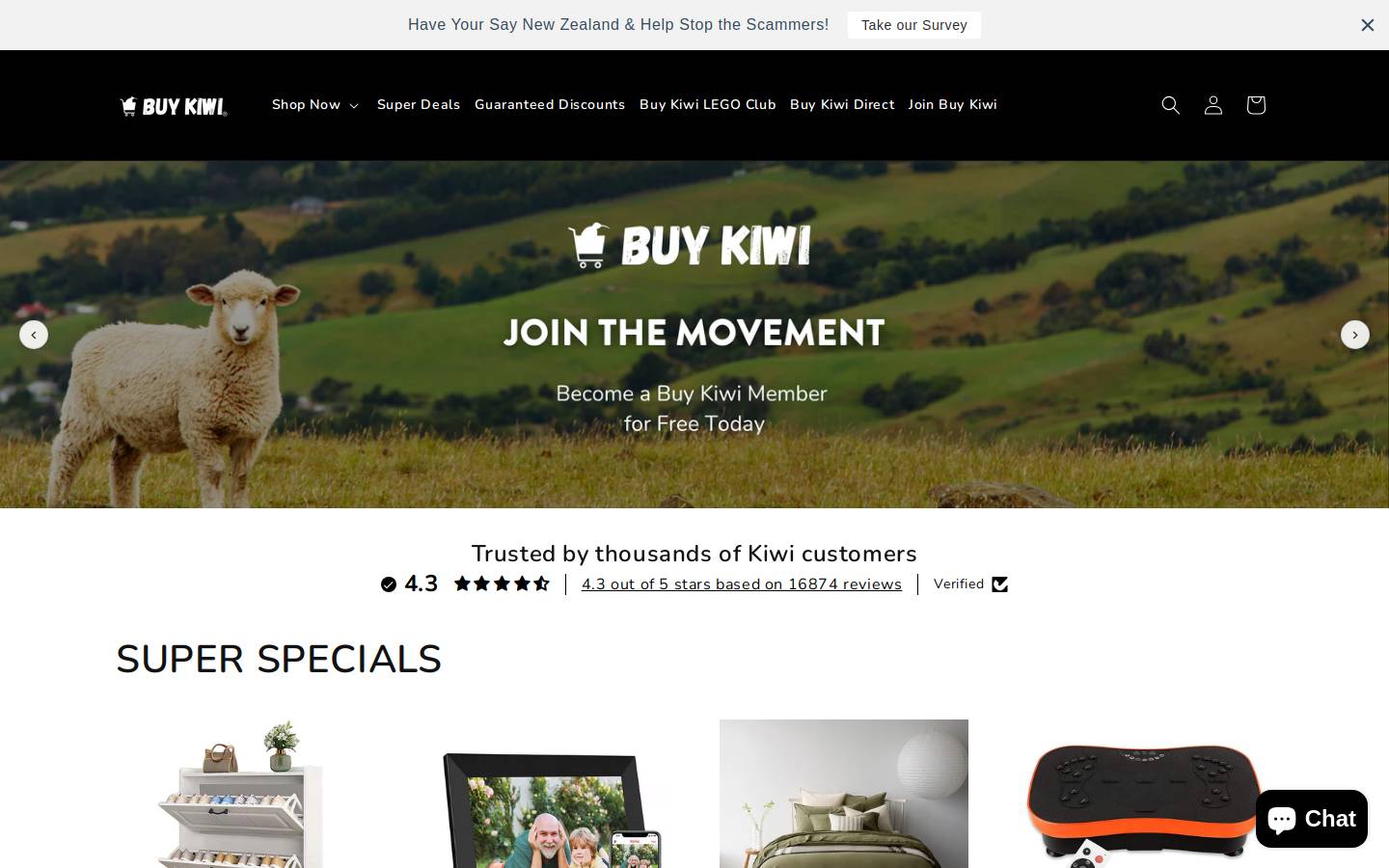 Buykiwi homepage screenshot