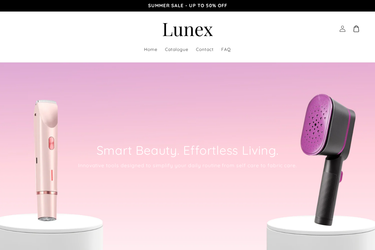 Lunex homepage screenshot