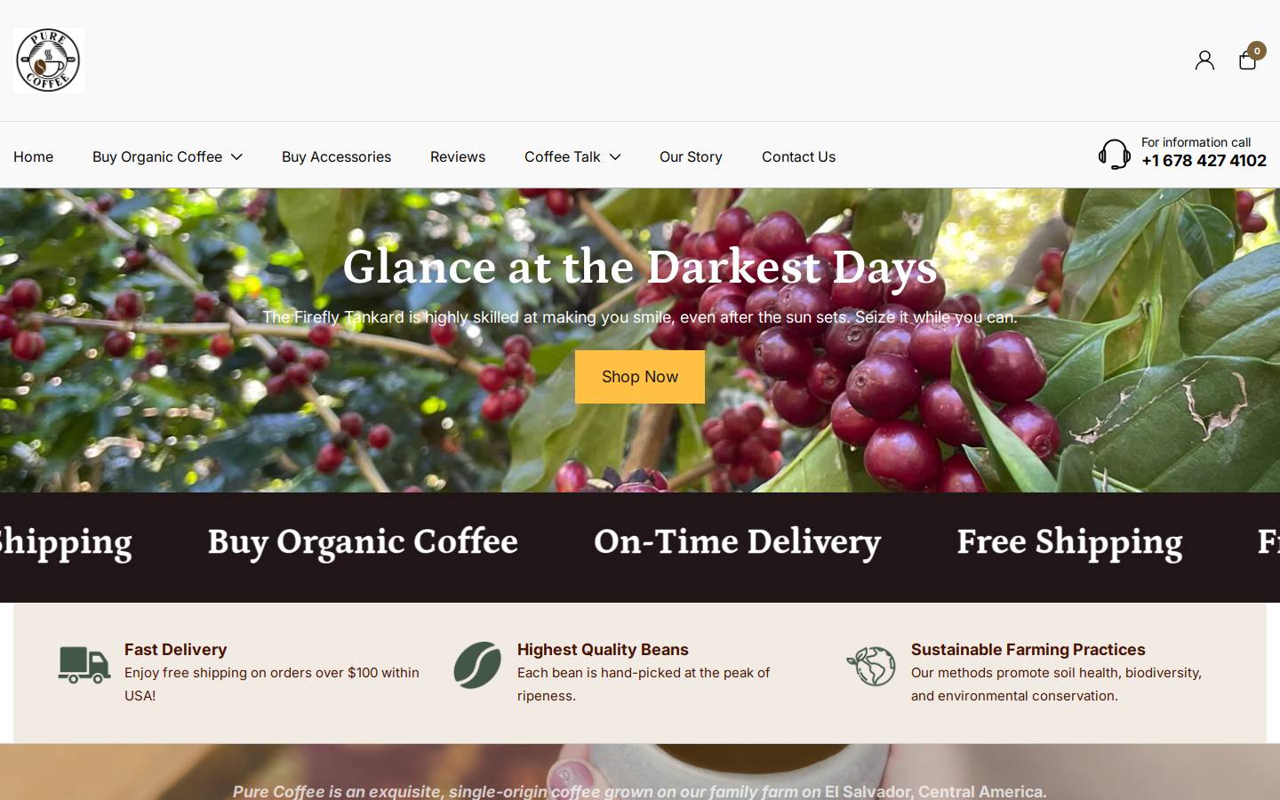 buypurecoffee.com homepage screenshot