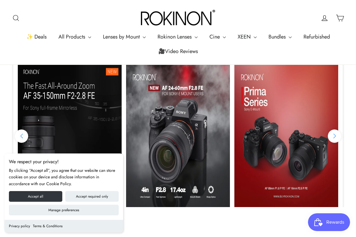Rokinon homepage screenshot