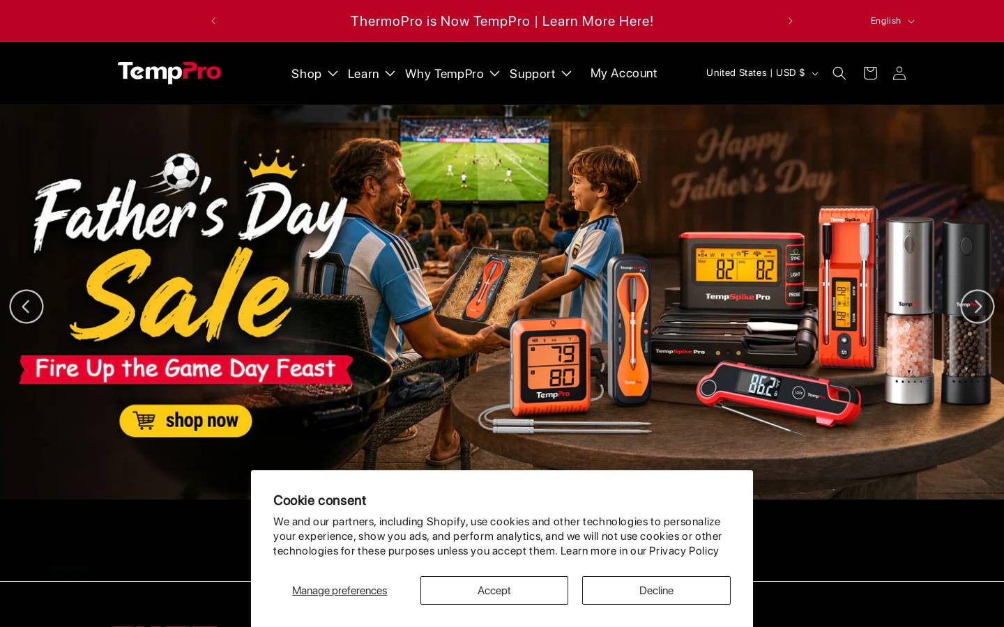 Temppro homepage screenshot