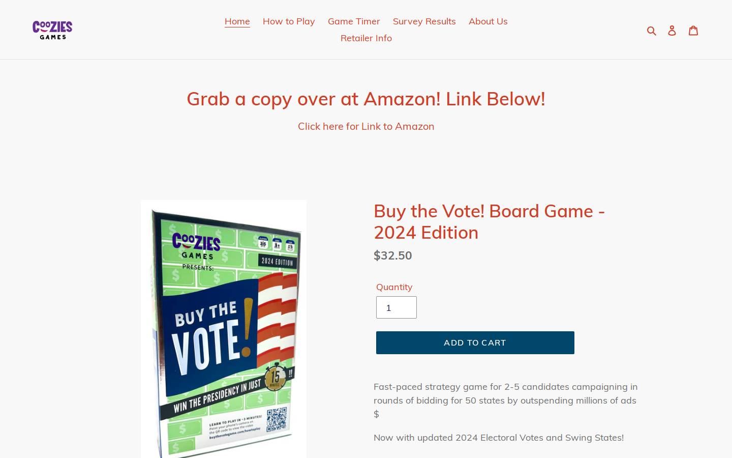 buythevotegame.com homepage screenshot