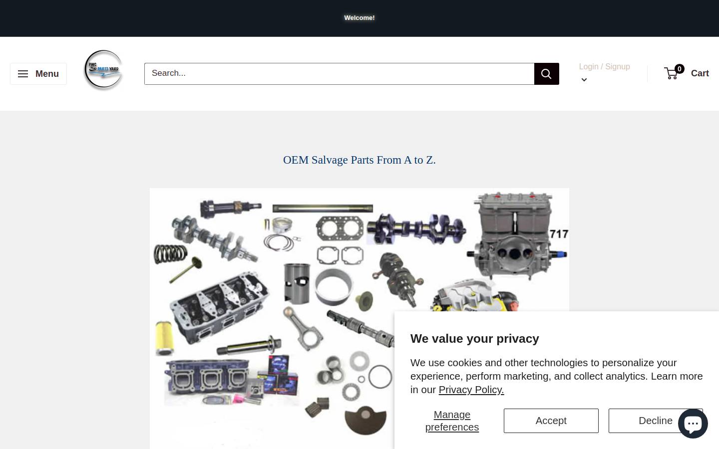 buyusedjetskiparts.com homepage screenshot