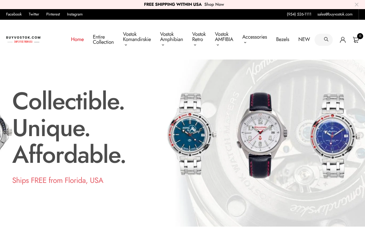 buyvostok.com homepage screenshot