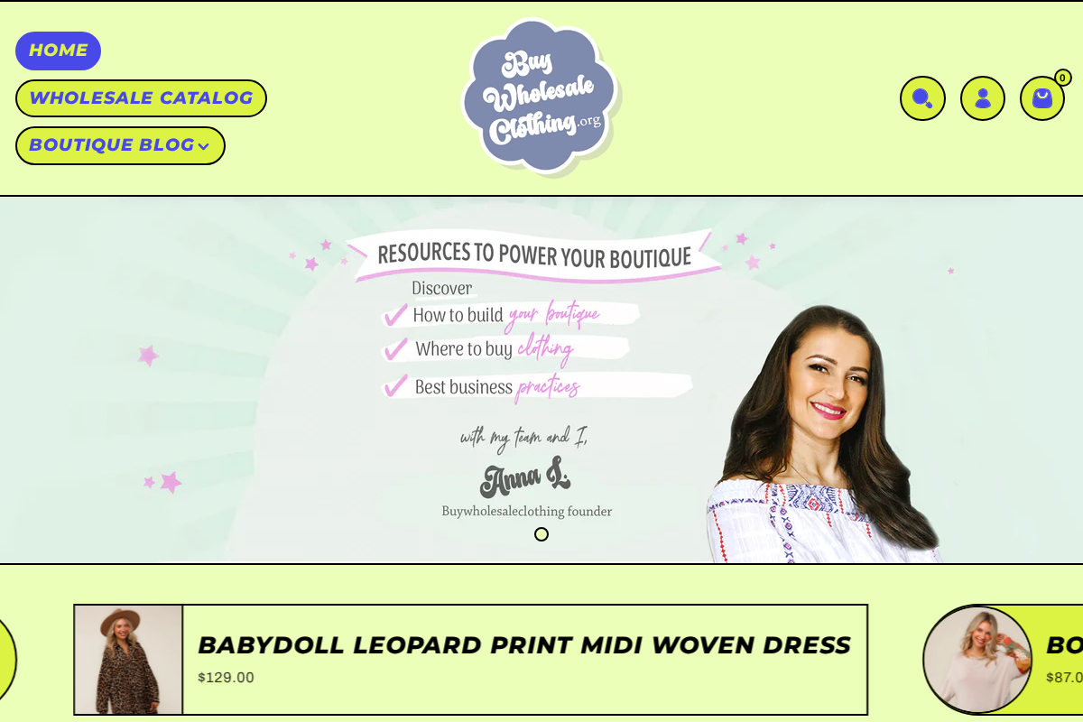 Buywholesaleclothing homepage screenshot