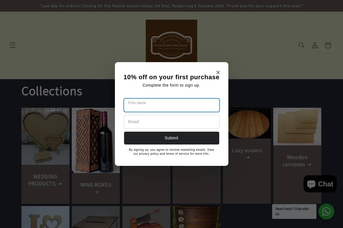 buzzartcreations.co.za homepage screenshot