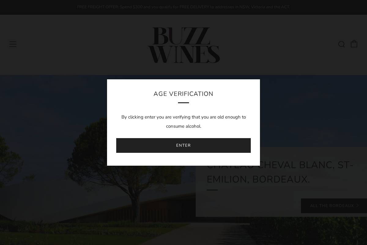 buzzwines.com homepage screenshot