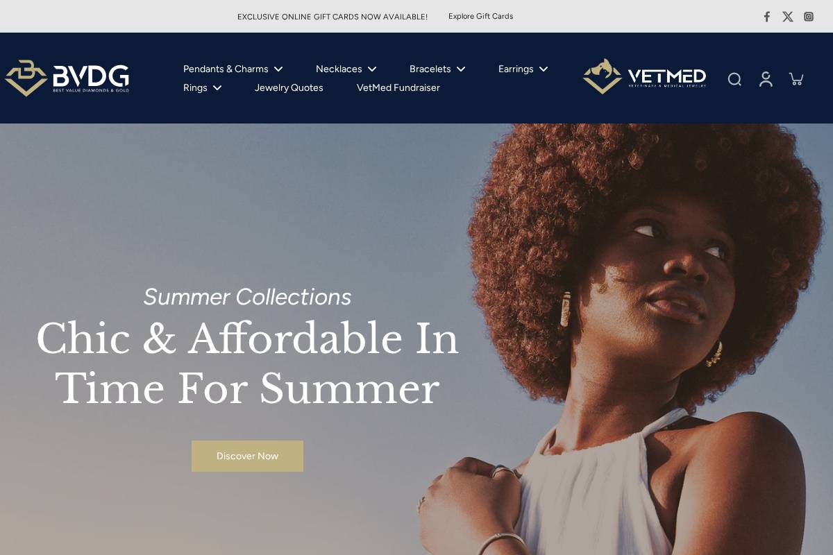 bvdgjewelry.com homepage screenshot
