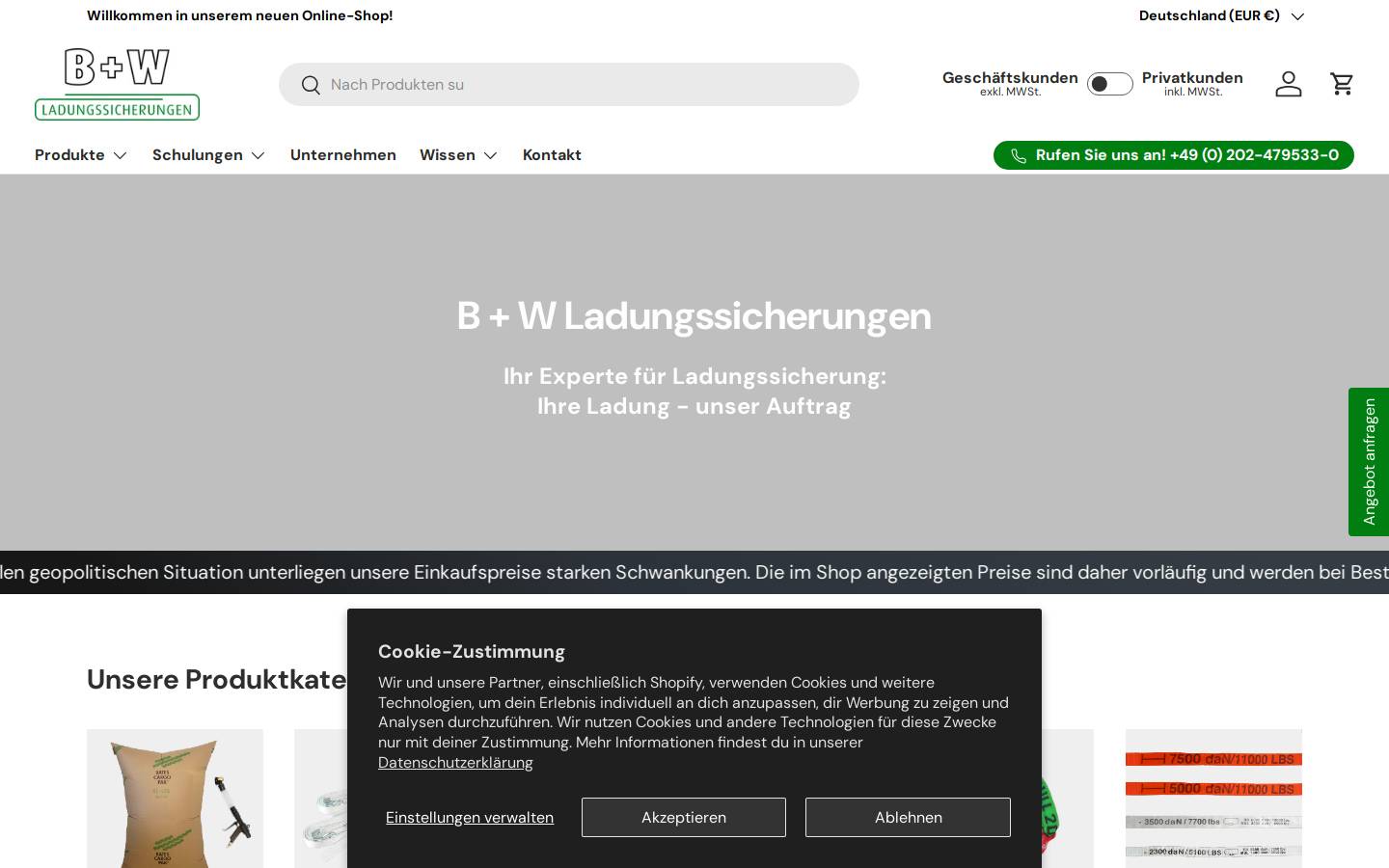bw-ladungssicherung.de homepage screenshot