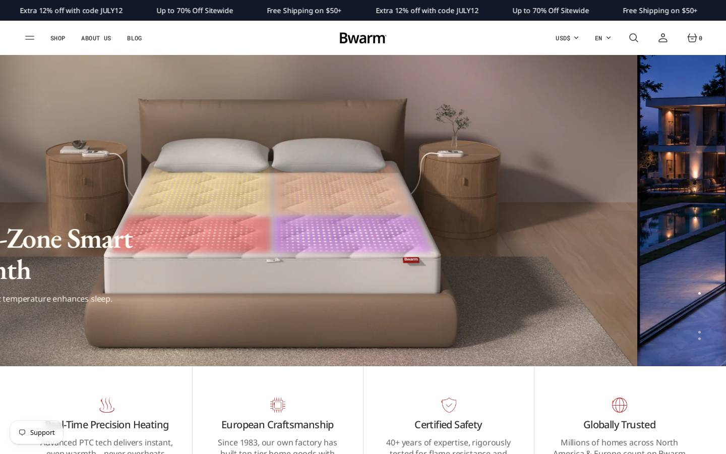 Bwarmhome homepage screenshot
