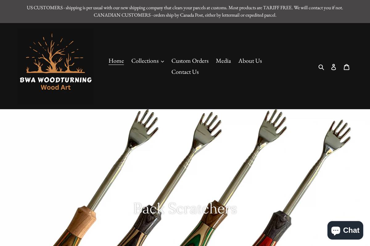 bwawoodturning.com homepage screenshot