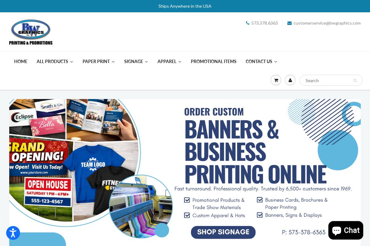 bwgraphics.com homepage screenshot