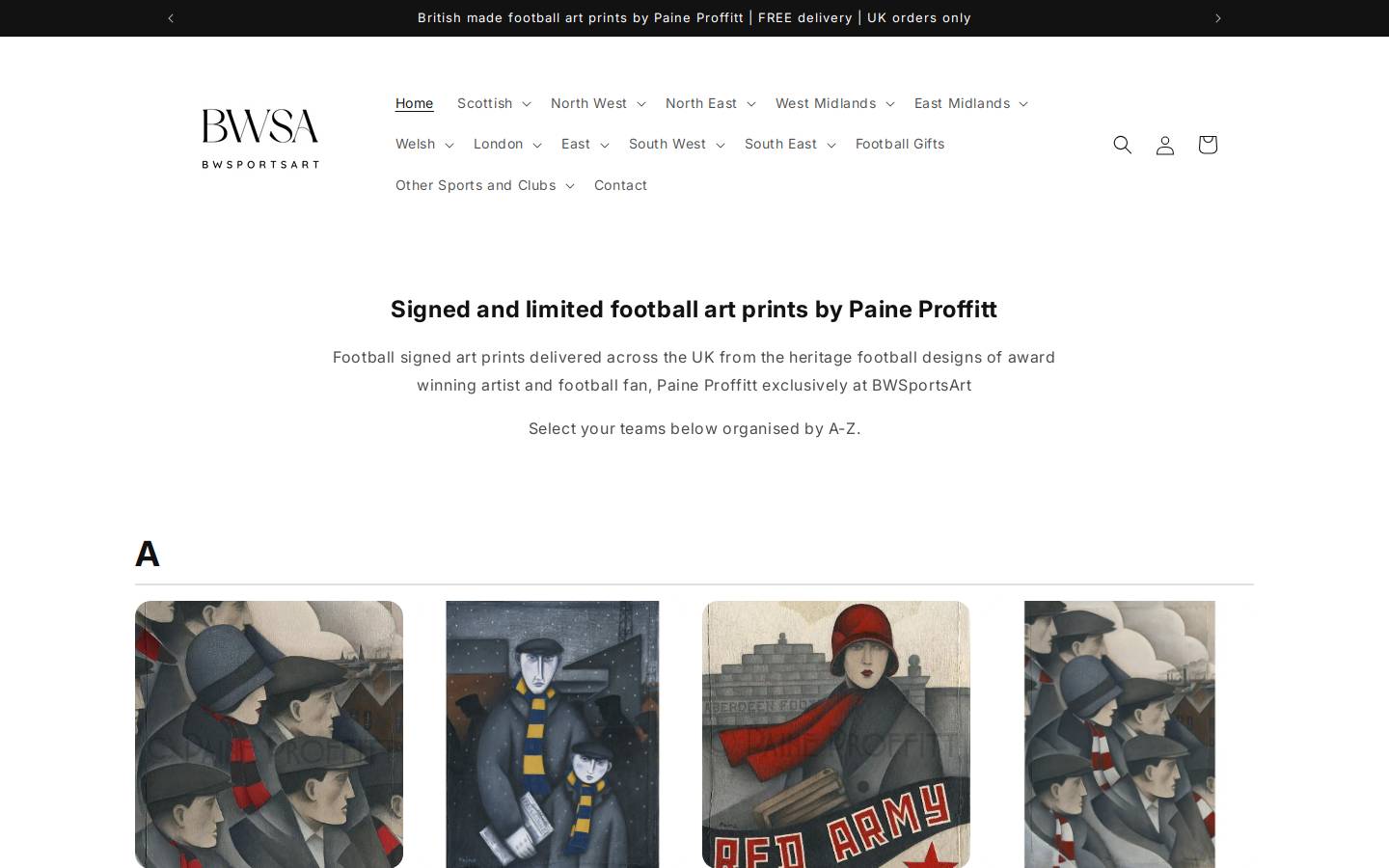 bwsportsart.com homepage screenshot