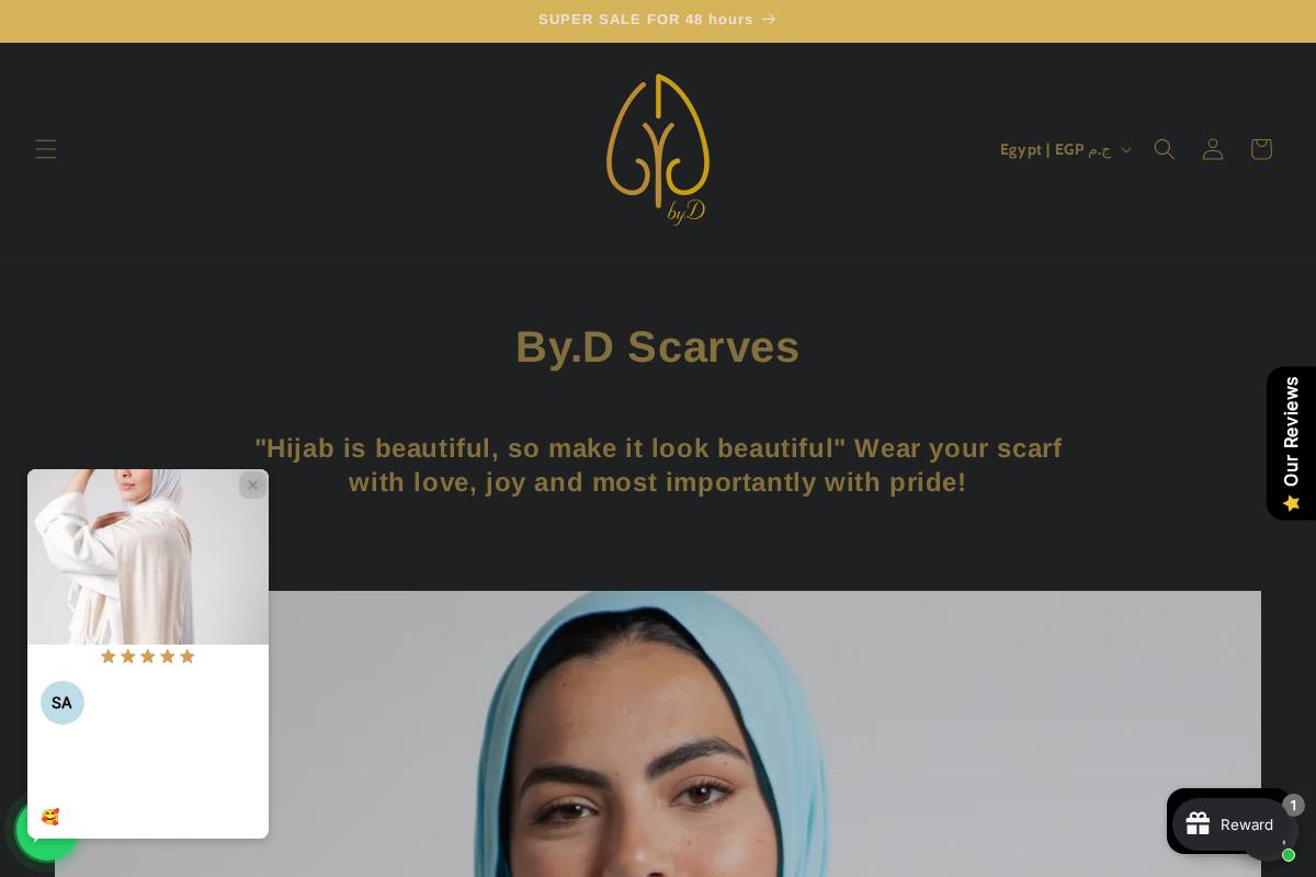 bydscarves.com homepage screenshot