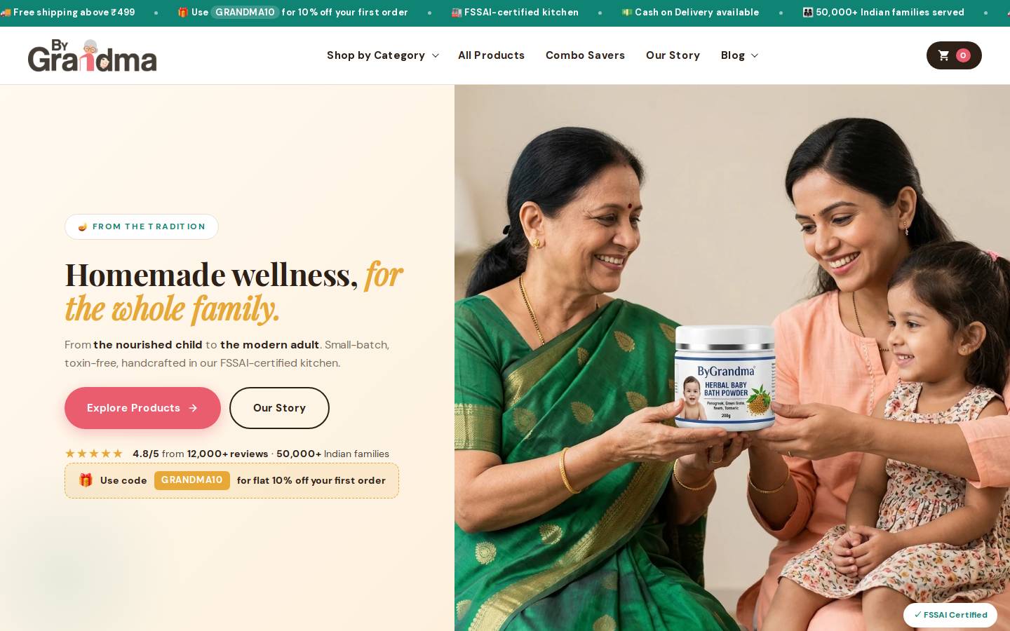 bygrandma.in homepage screenshot