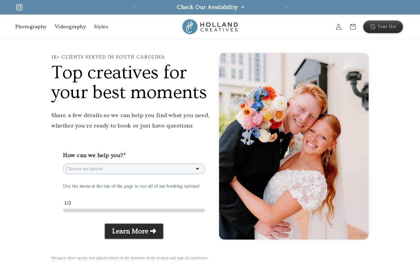 byhollandcreatives.com homepage screenshot