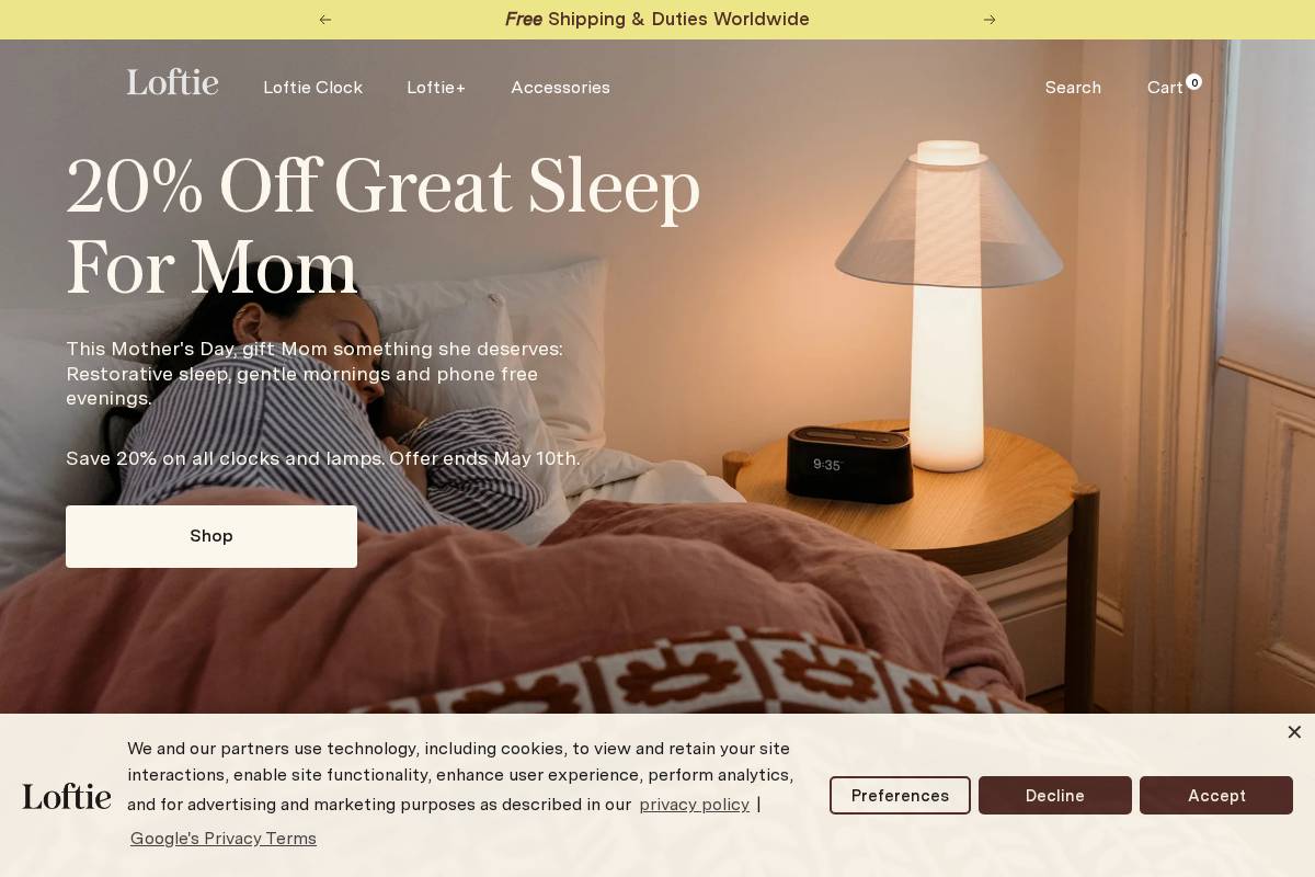 Loftie homepage screenshot