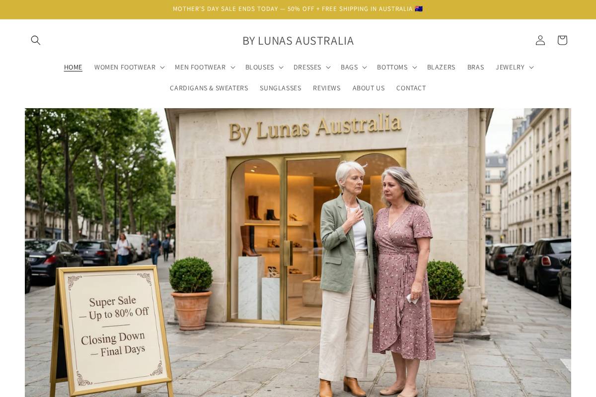 Bylunasandals homepage screenshot