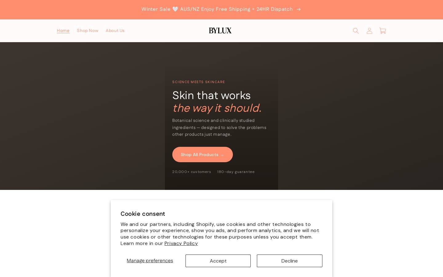 bylux.com.au homepage screenshot