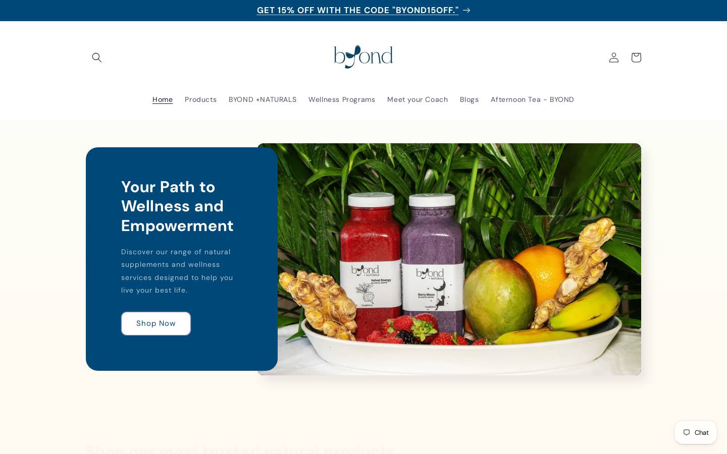 byondnaturals.ca homepage screenshot