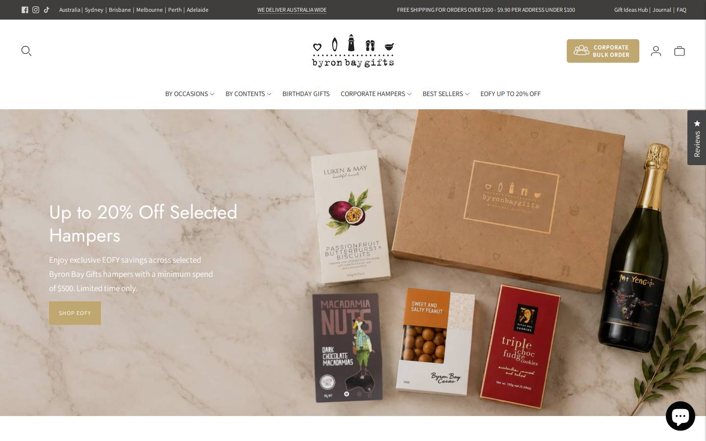 byronbaygifts.com.au homepage screenshot