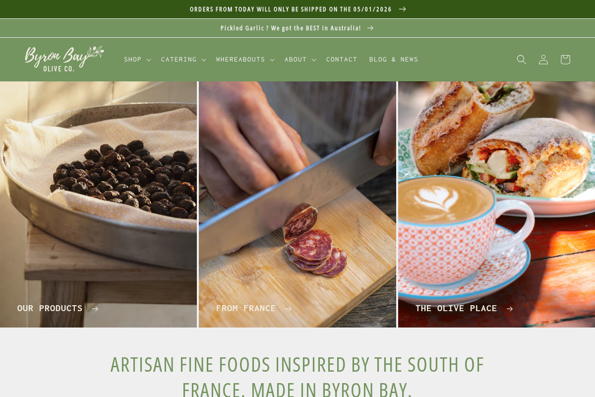 byronbayoliveco.com homepage screenshot