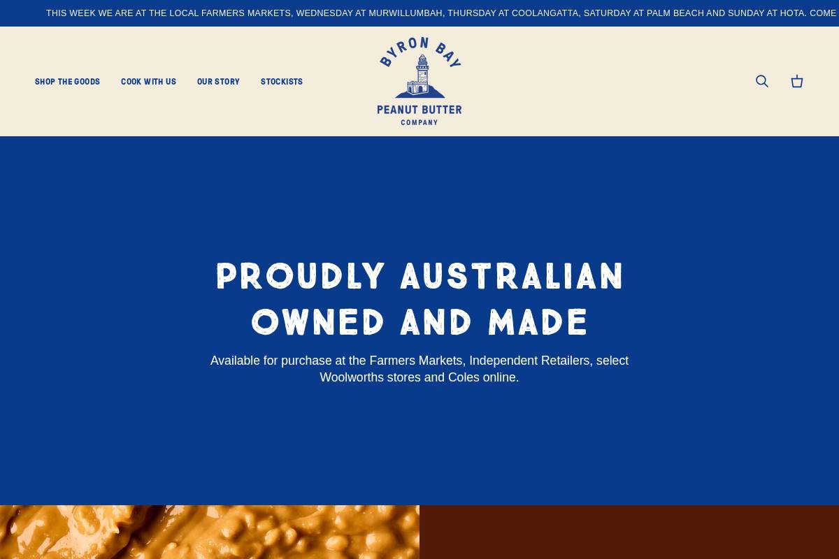 byronbaypeanutbutter.com.au homepage screenshot