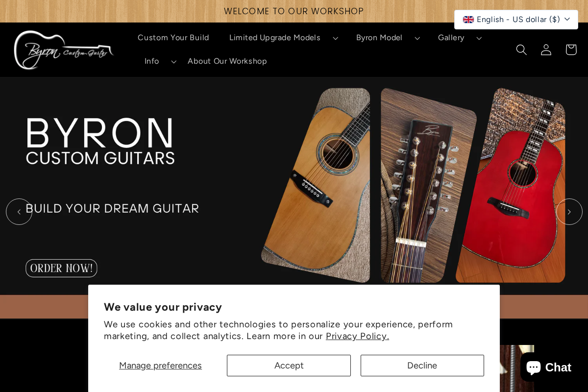 Byroncustomguitars homepage screenshot