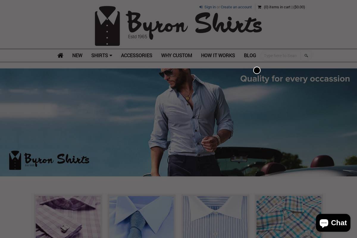 byronshirts.com homepage screenshot