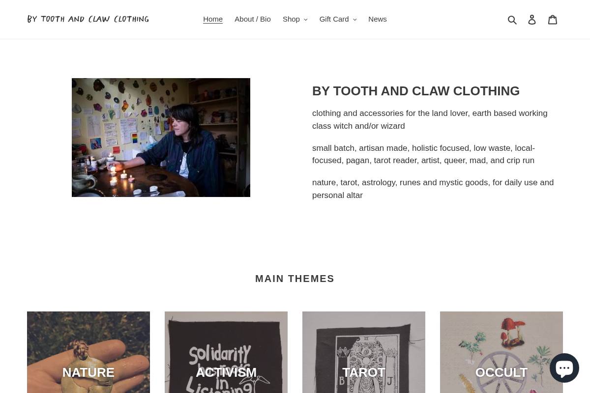 bytoothandclawclothing.com homepage screenshot