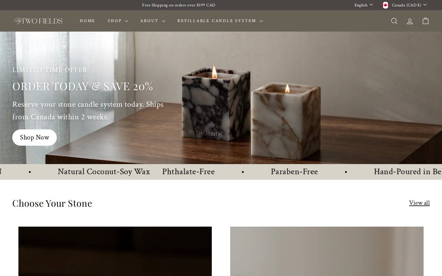 bytwofields.com homepage screenshot