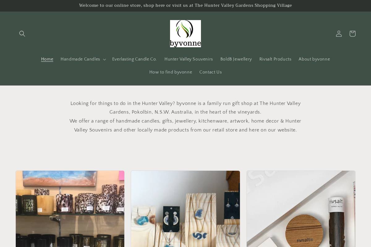 byvonne.com.au homepage screenshot