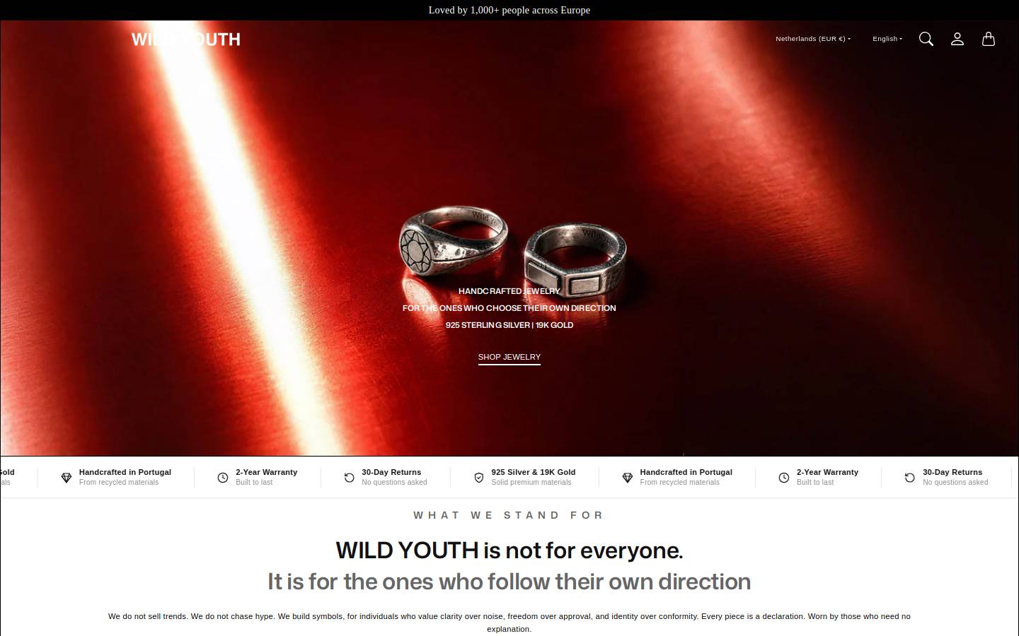 Wild Youth homepage screenshot