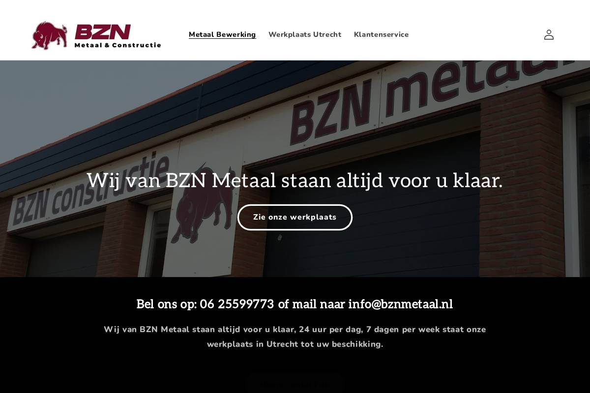 bznmetaal.nl homepage screenshot