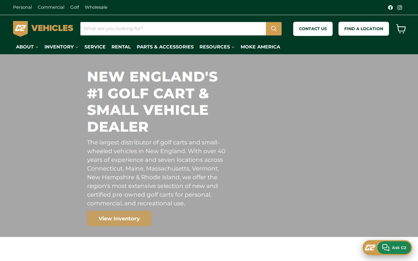 c2vehicles.com homepage screenshot