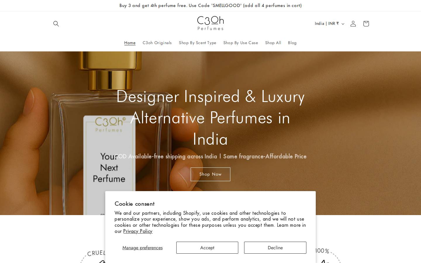c3ohperfumes.com homepage screenshot