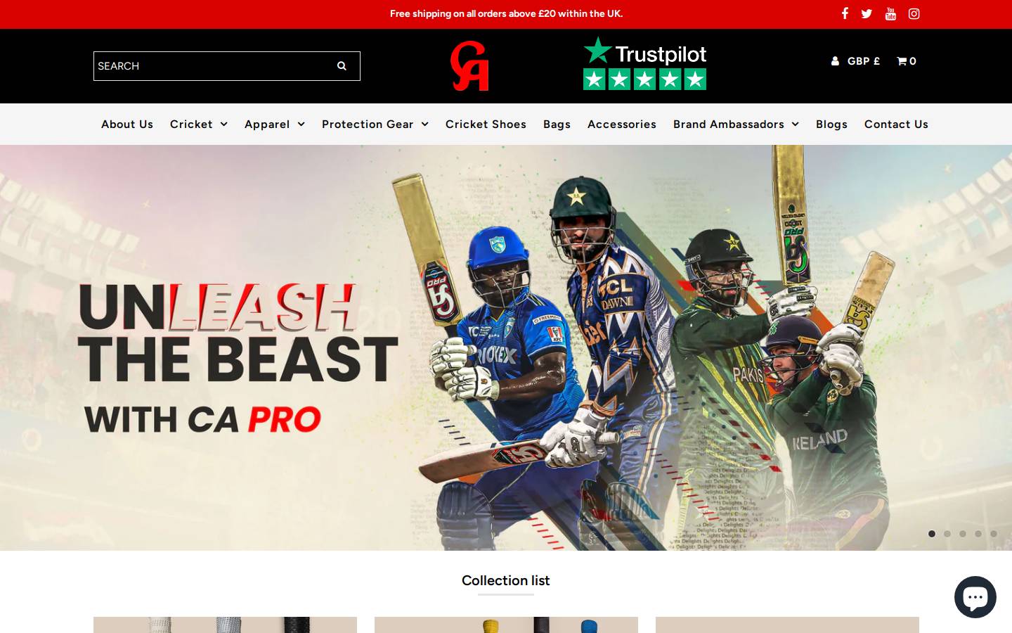 ca-sports.co.uk homepage screenshot