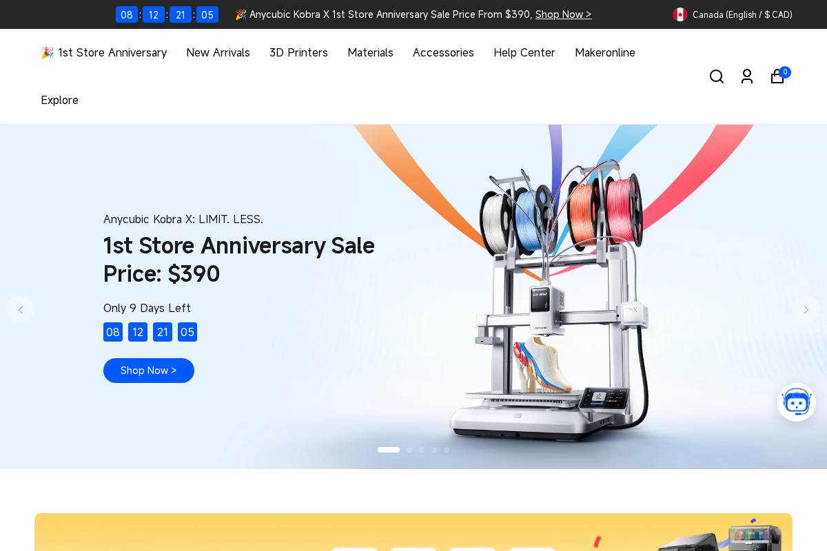 Ca Anycubic homepage screenshot