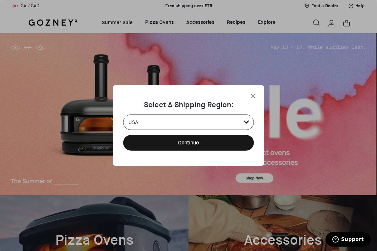 ca.gozney.com homepage screenshot