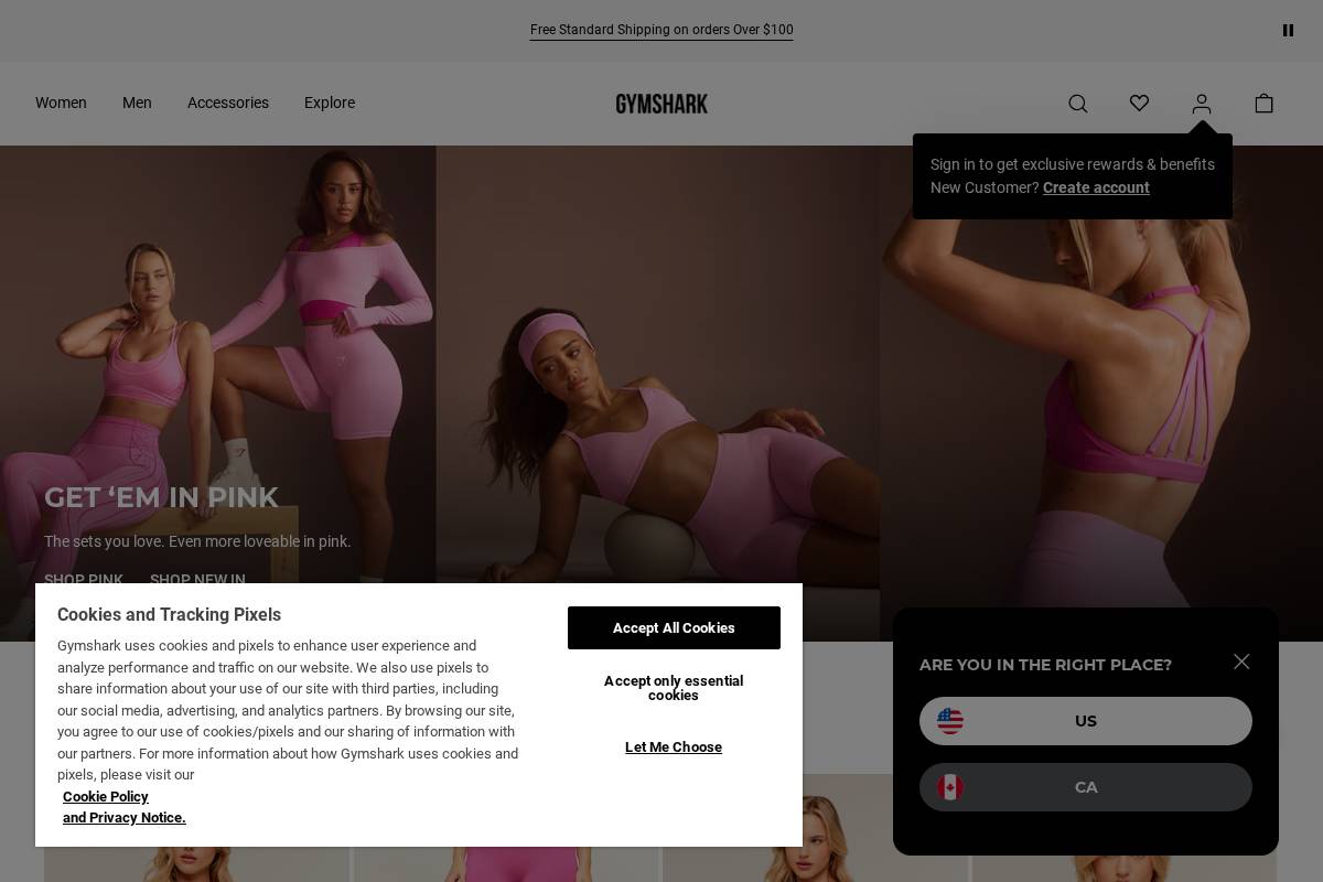 Gymshark homepage screenshot