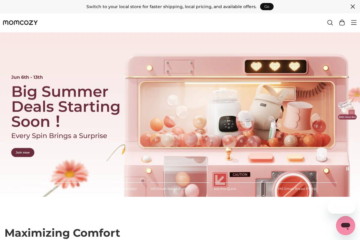 ca.momcozy.com homepage screenshot