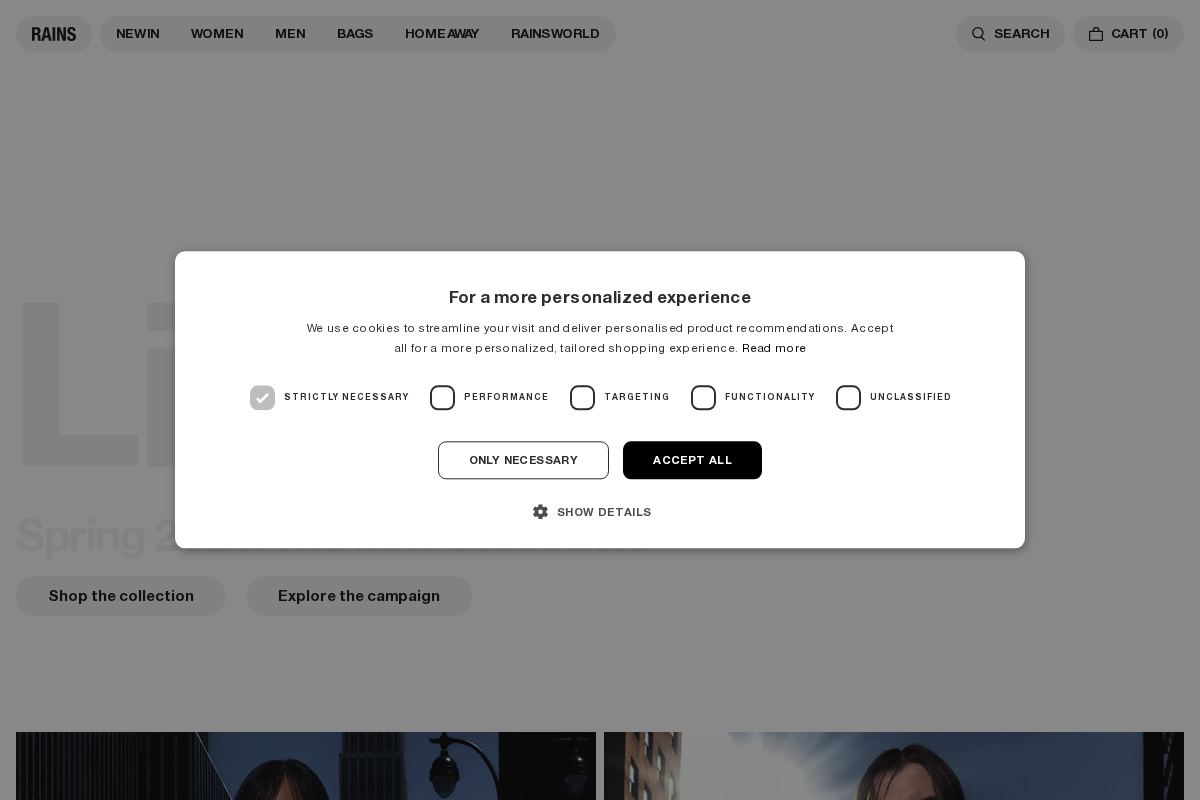 Rains CA homepage screenshot