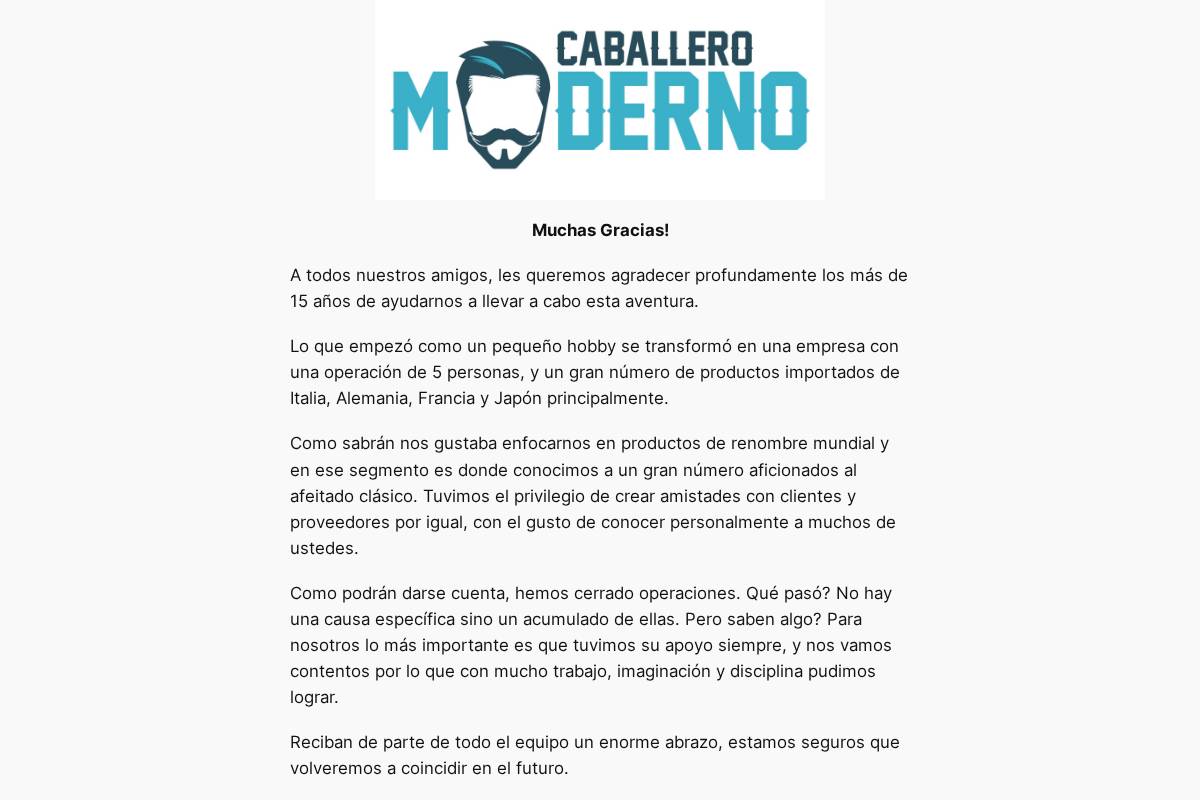 caballeromoderno.com homepage screenshot