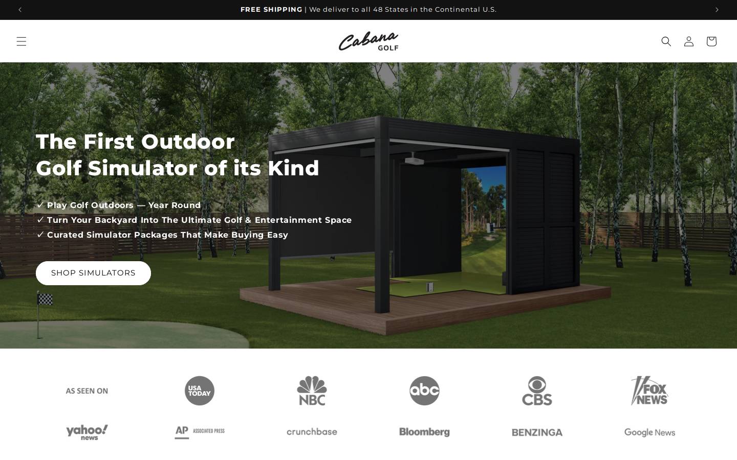cabanagolf.com homepage screenshot