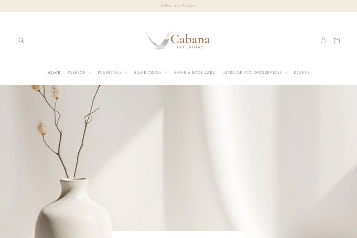 cabanastore.com.au homepage screenshot