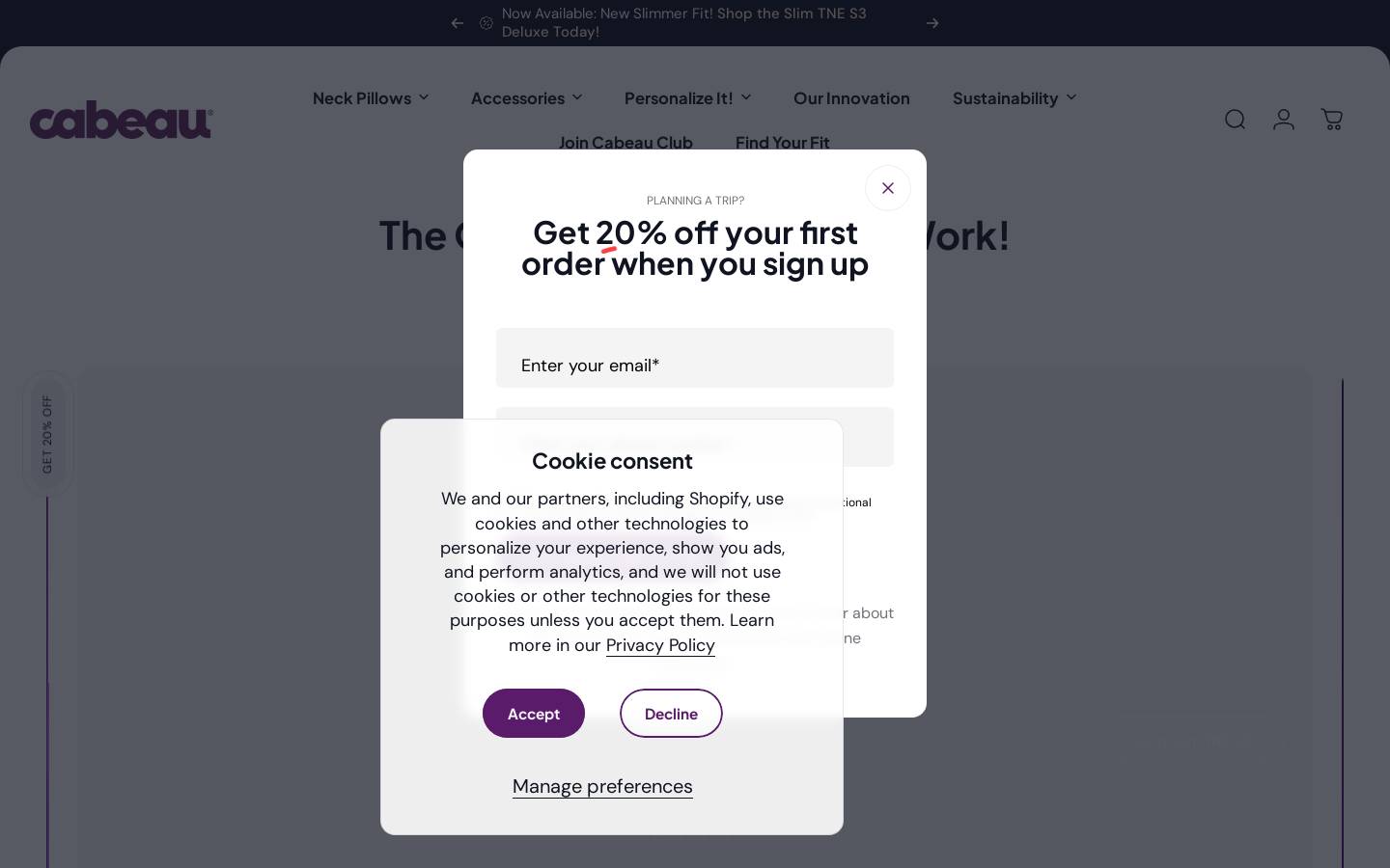 Cabeau homepage screenshot