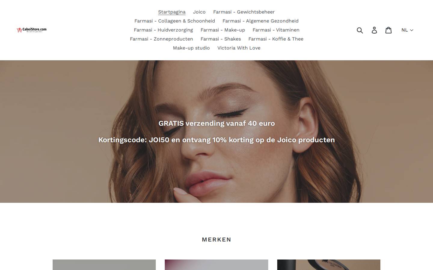 cabeistore.be homepage screenshot